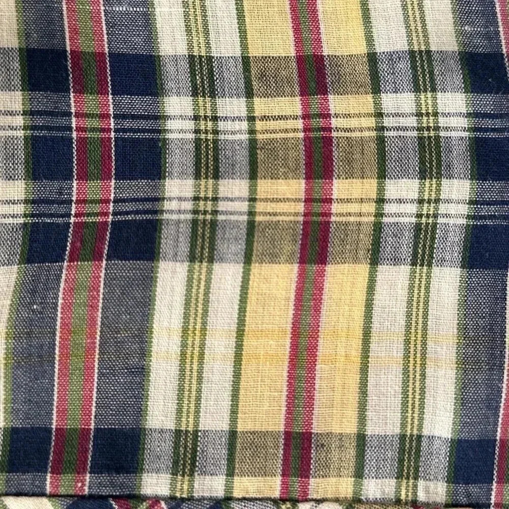 Vintage LEVI'S Shirt Mens S / M Long Sleeve Yellow Blue Plaid 70s 80s Button Up - Picture 8 of 11